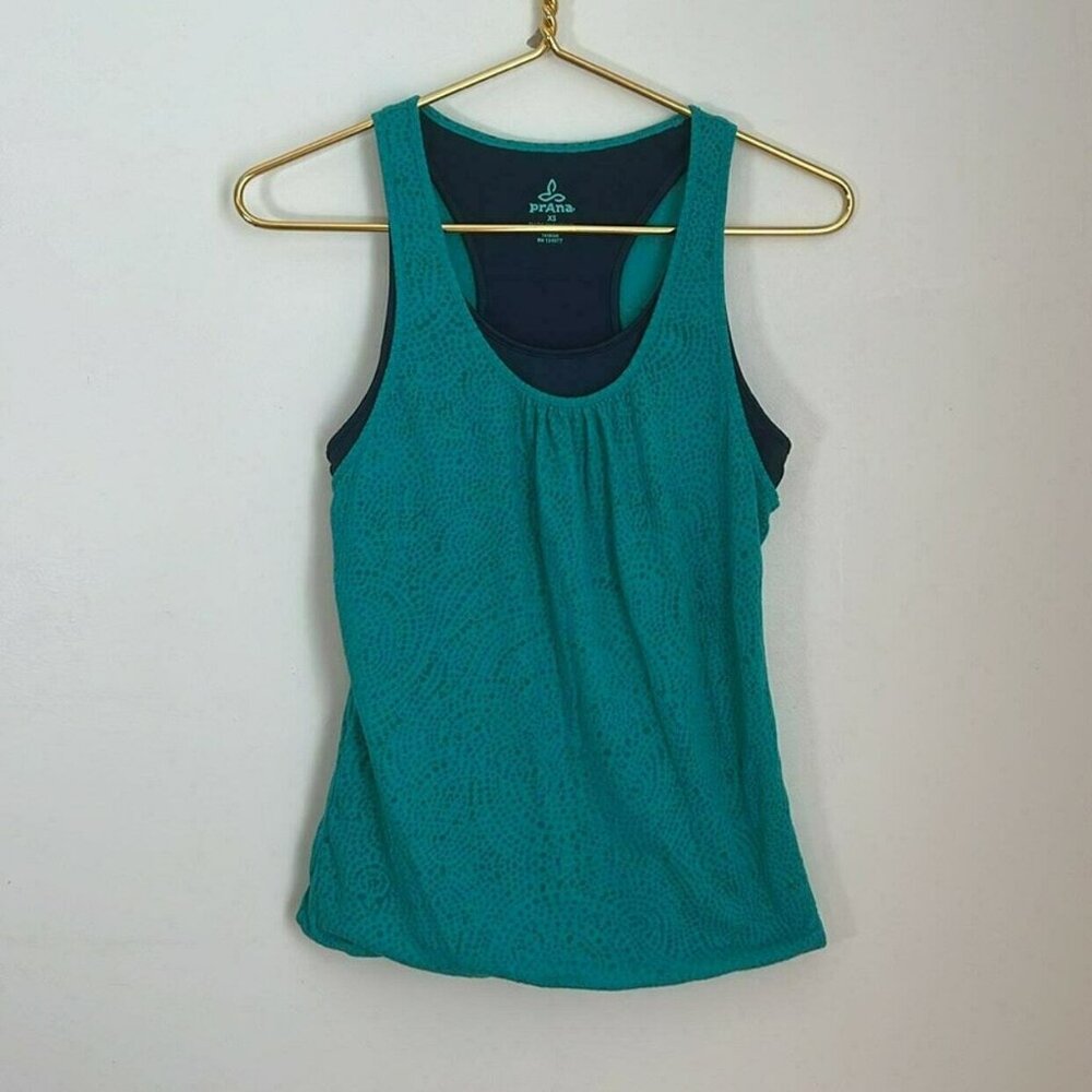 EUC Prana Mika Racerback Tank Top WXS Teal/Navy